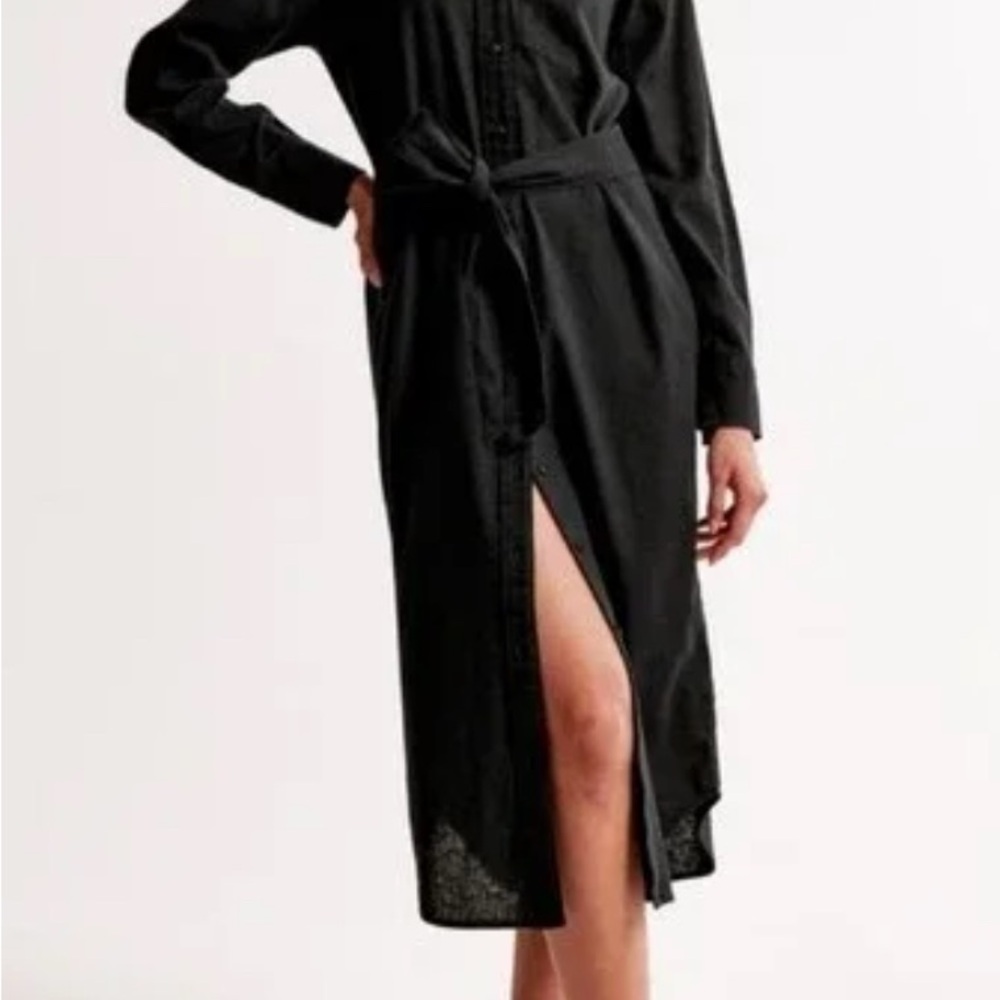 NWT Abercrombie & Fitch Midi Black Button-Up Dress XXS